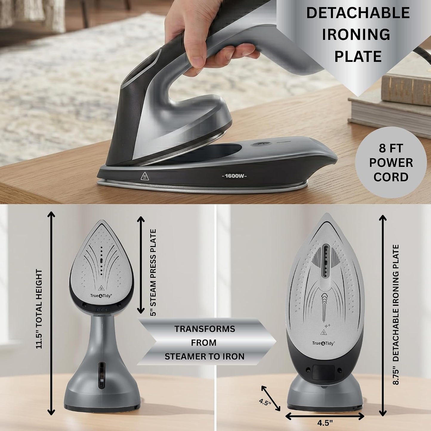 True &amp; Tidy DuoPress XL 2 en 1 vaporizador y plancha para ropa,...