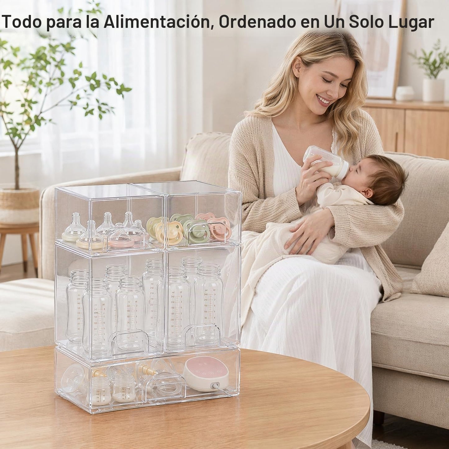 QRRICA Organizador de biberones para encimera, 5 piezas apilables d...
