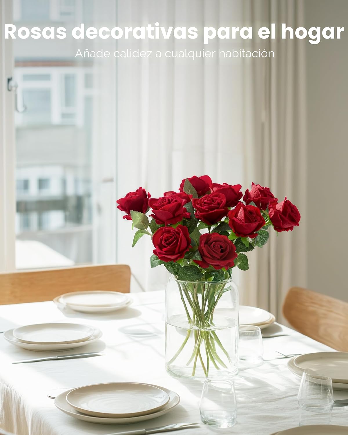 InnoGear 100 unidades de rosas rojas artificiales, flores falsas de...