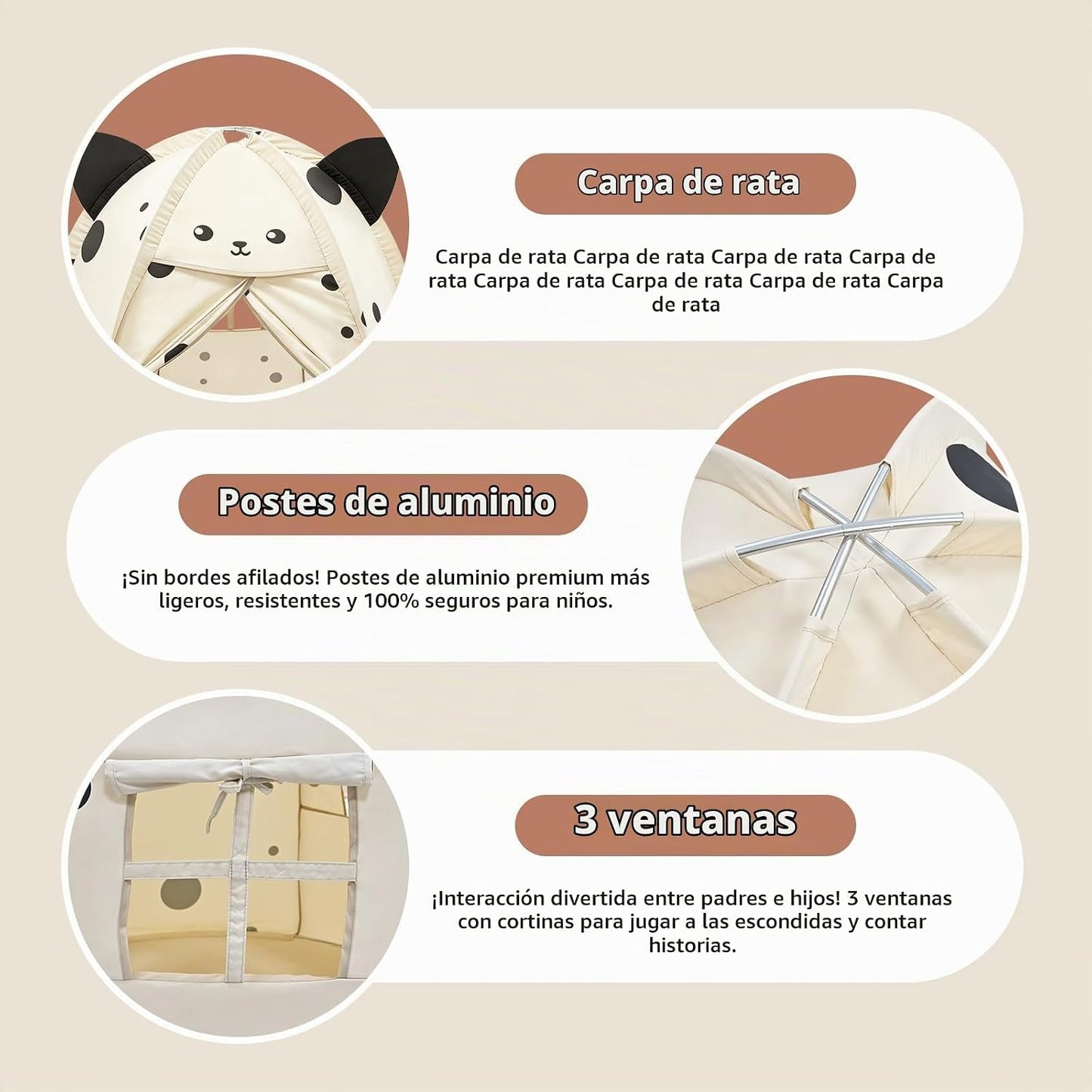 Tienda de campaña para niños con diseño de ratón pequeño, casa de j...
