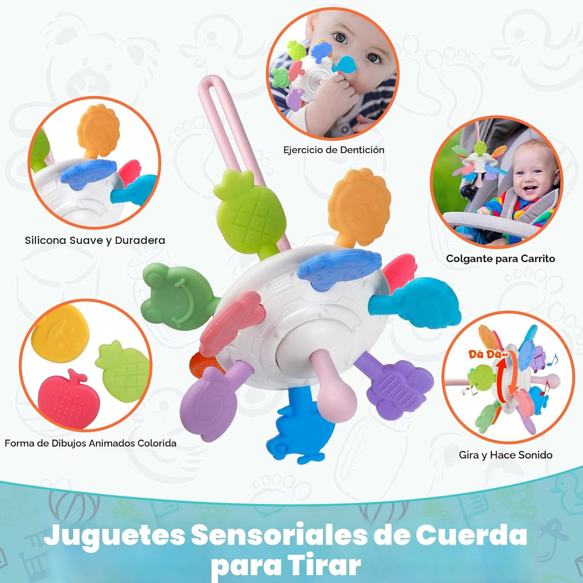 Wuzhineisn Juguetes Montessori para Bebés - Mordedor de Cuerda, Blo...