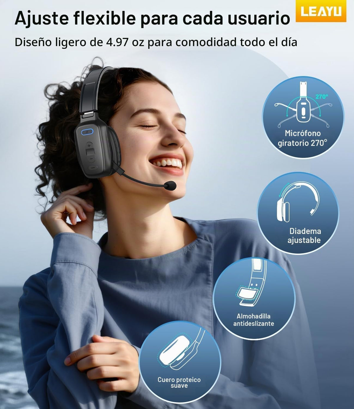Auriculares Bluetooth Trucker, micrófono con cancelación de ruido A...