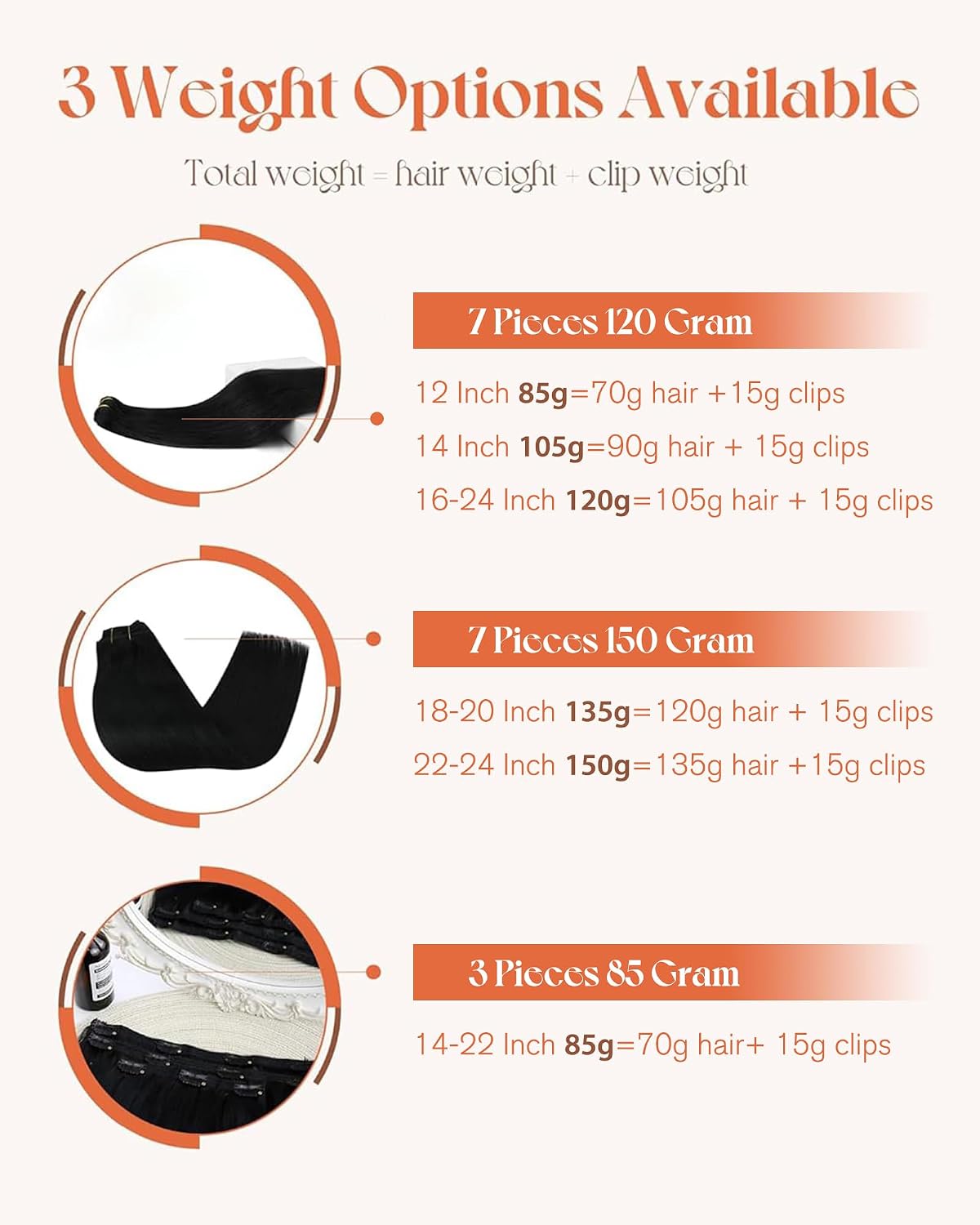 Sunny Hair - Extensiones de clip de cabello humano largo, color neg...