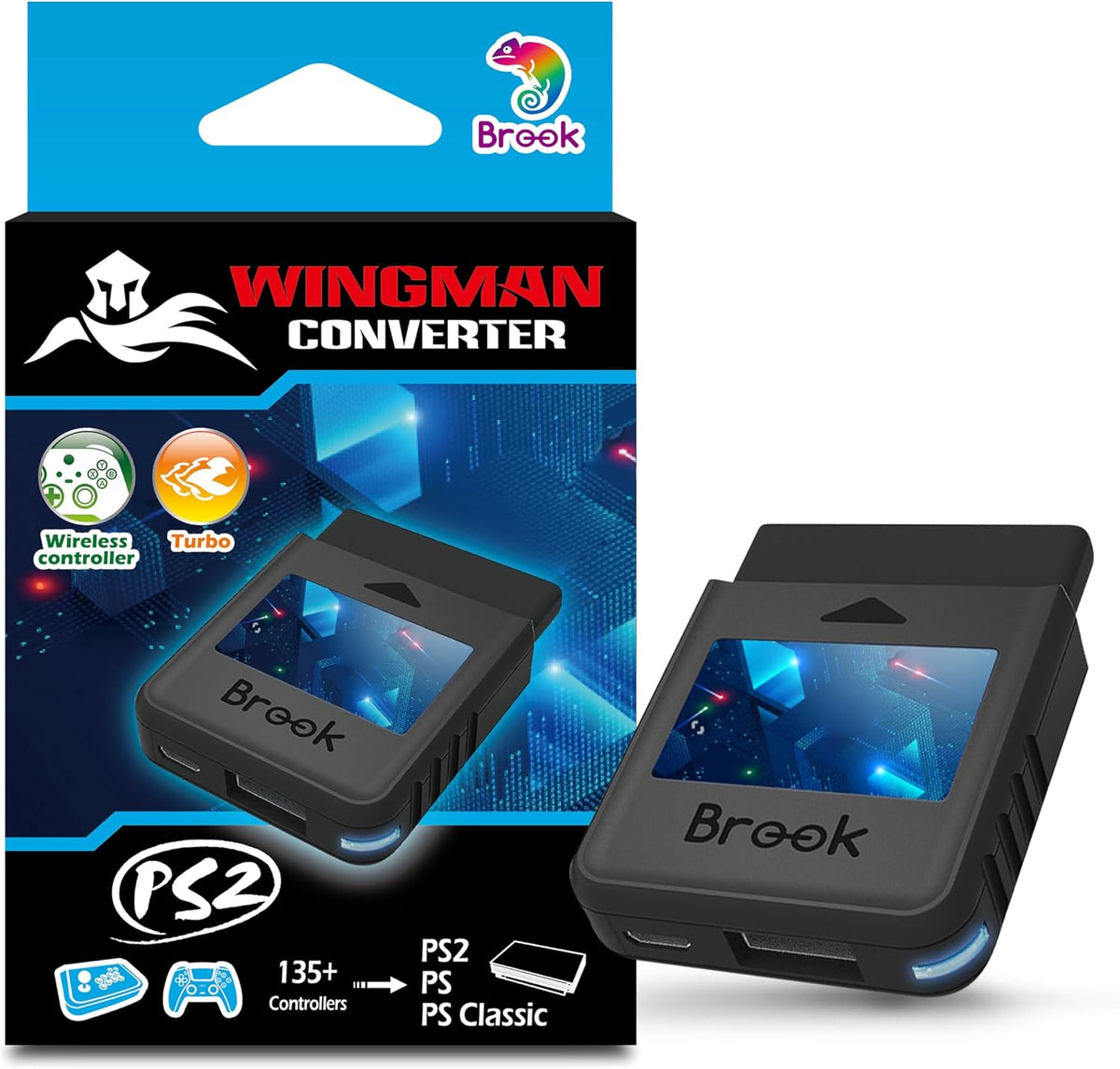 Brook Wingman PS2 Converter - Versión inalámbrica de PS4\/3 a PS2\/...