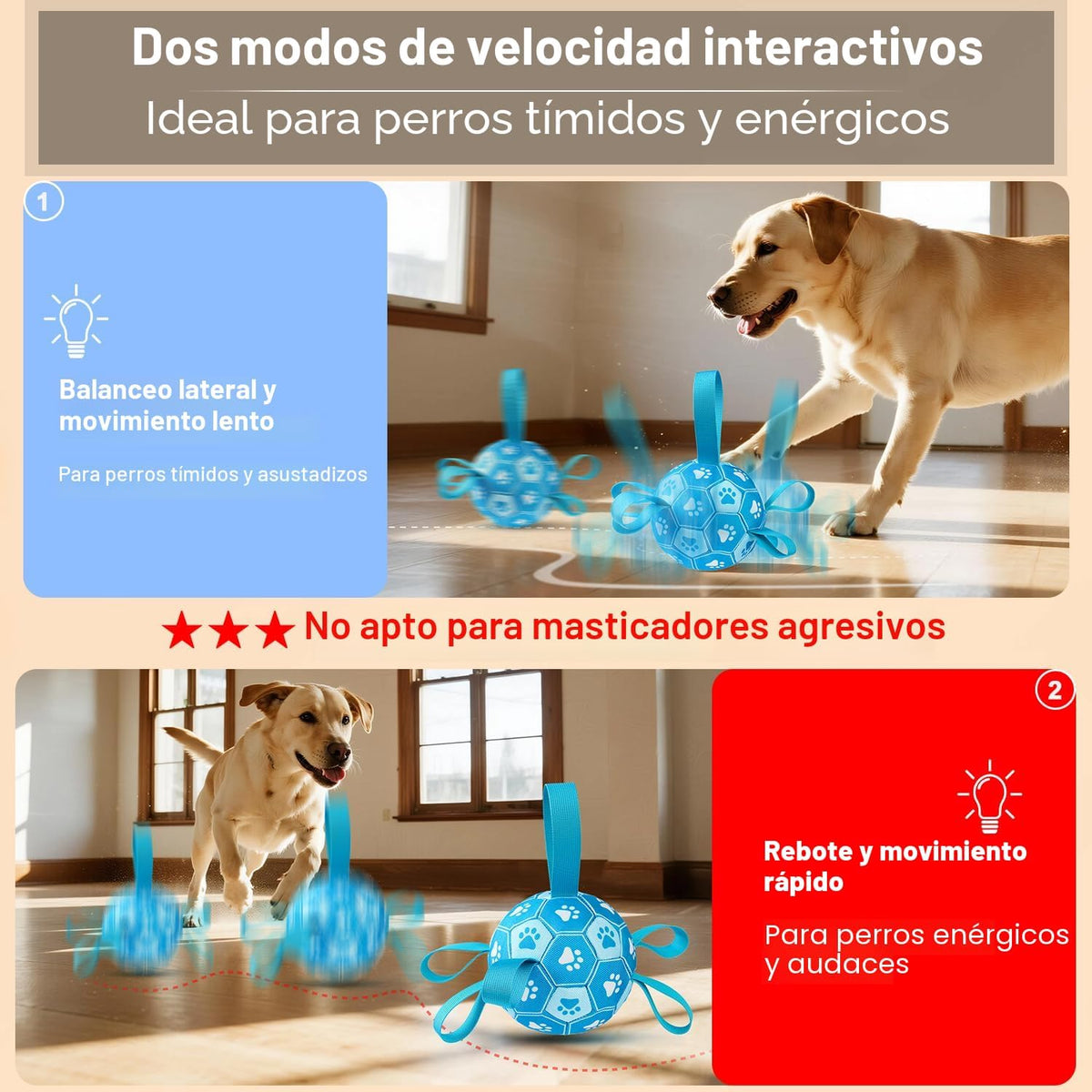 Qraxond Juguetes interactivos para perros, pelota de fútbol para pe...