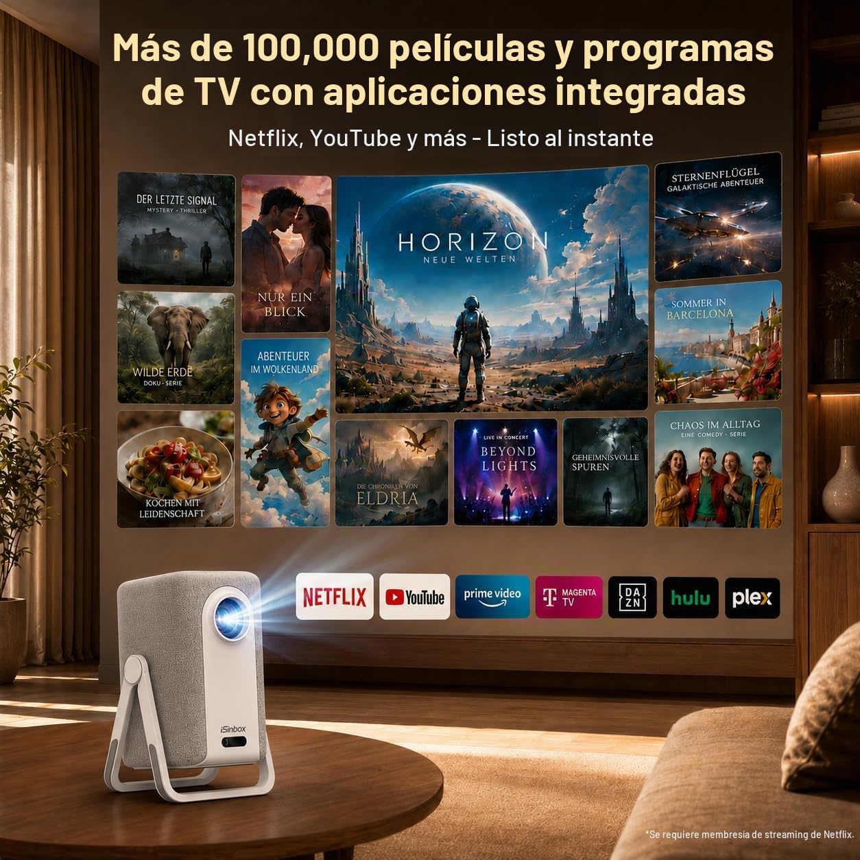 Proyector 4K para Exteriores [Lanzamiento Corto\/1200ANSI\/Aplicaci...