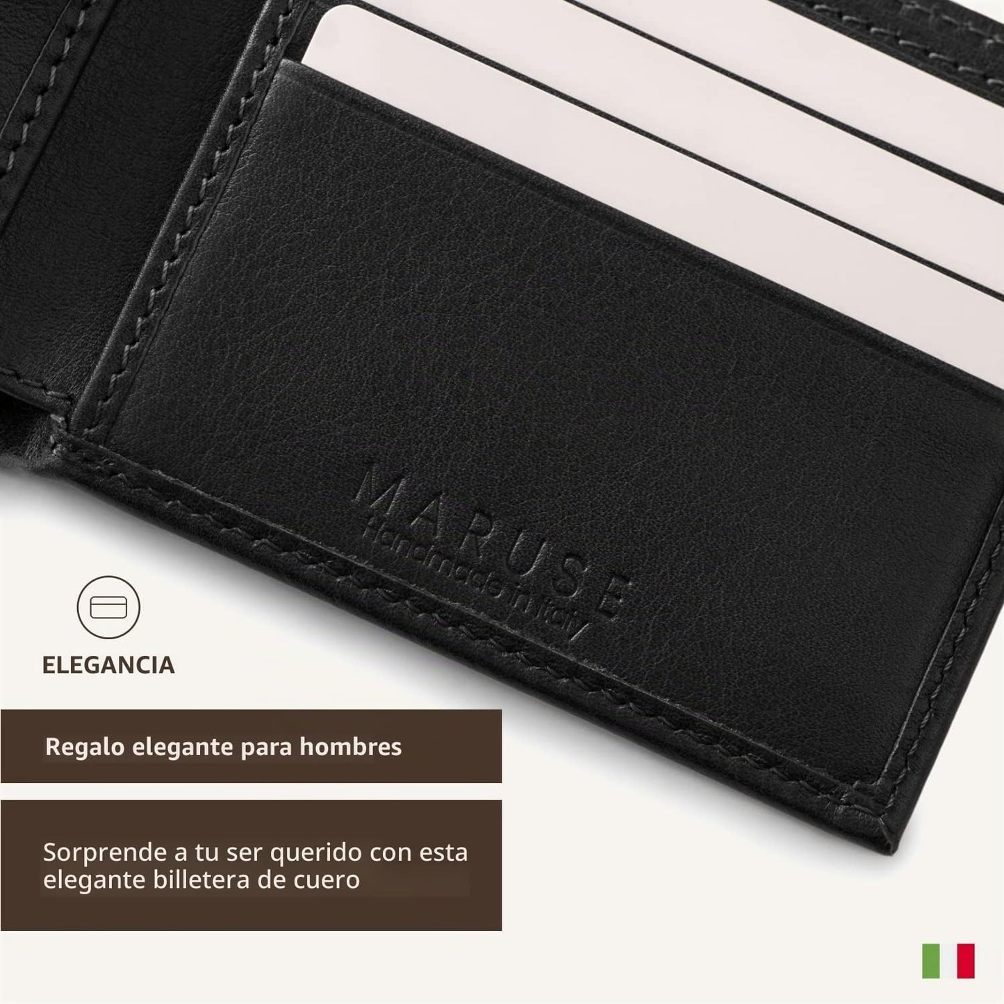Maruse Billetera plegable para hombre \u2013 Cartera delgada de cue...