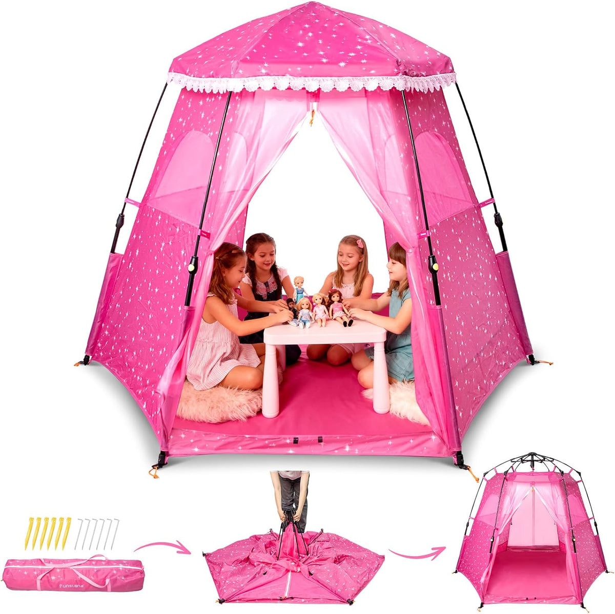 Tienda de campaña emergente para princesas para niñas: 78"x66&#...