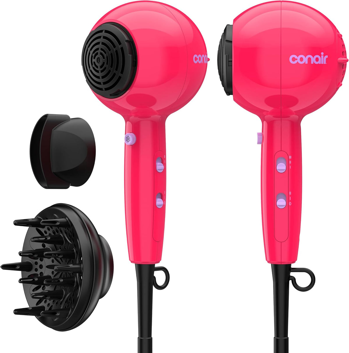 Conair Secador de pelo Cake Pop con accesorios difusores y concentr...