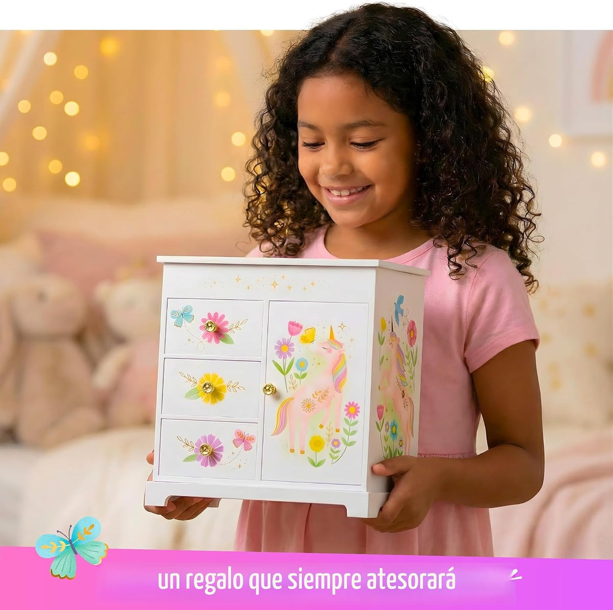 Joyero musical de unicornio para niñas, juguetes de unicornio para...