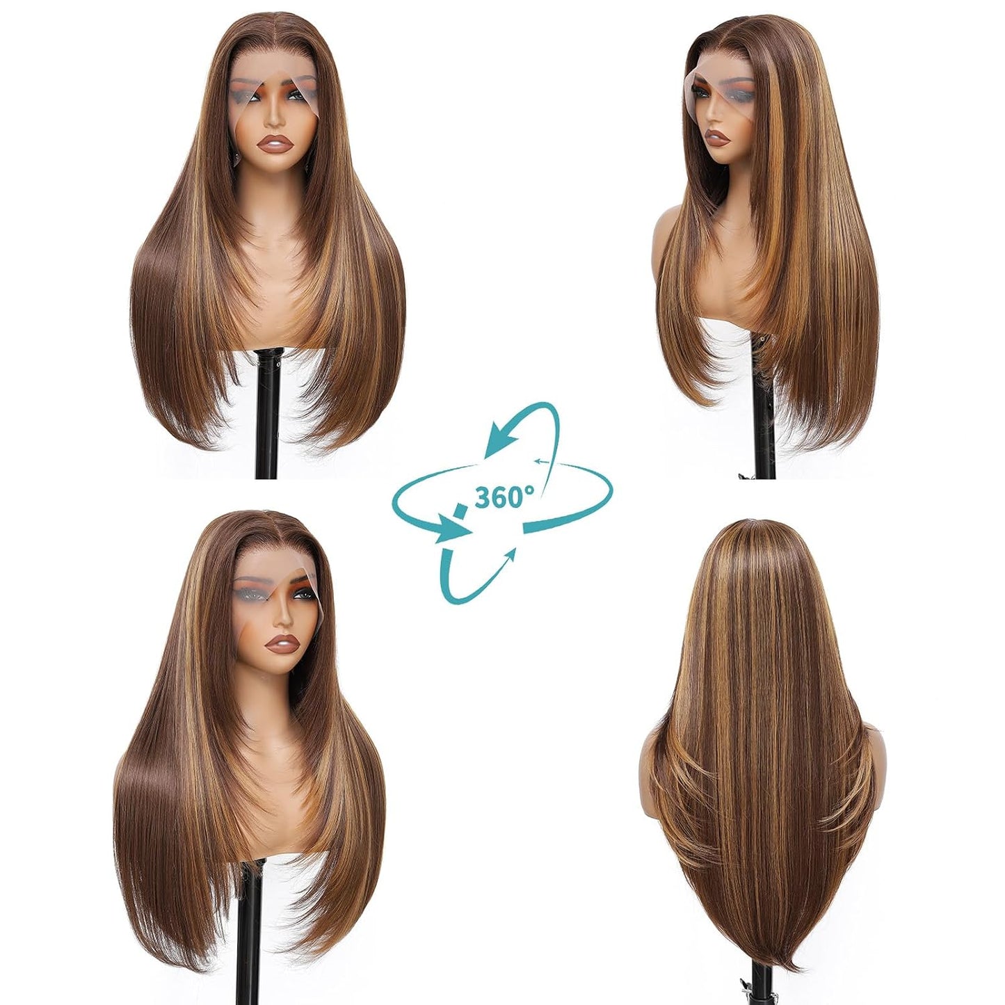 Peluca de encaje frontal HD de 13 x 4 pulgadas, color rubio miel, 2...