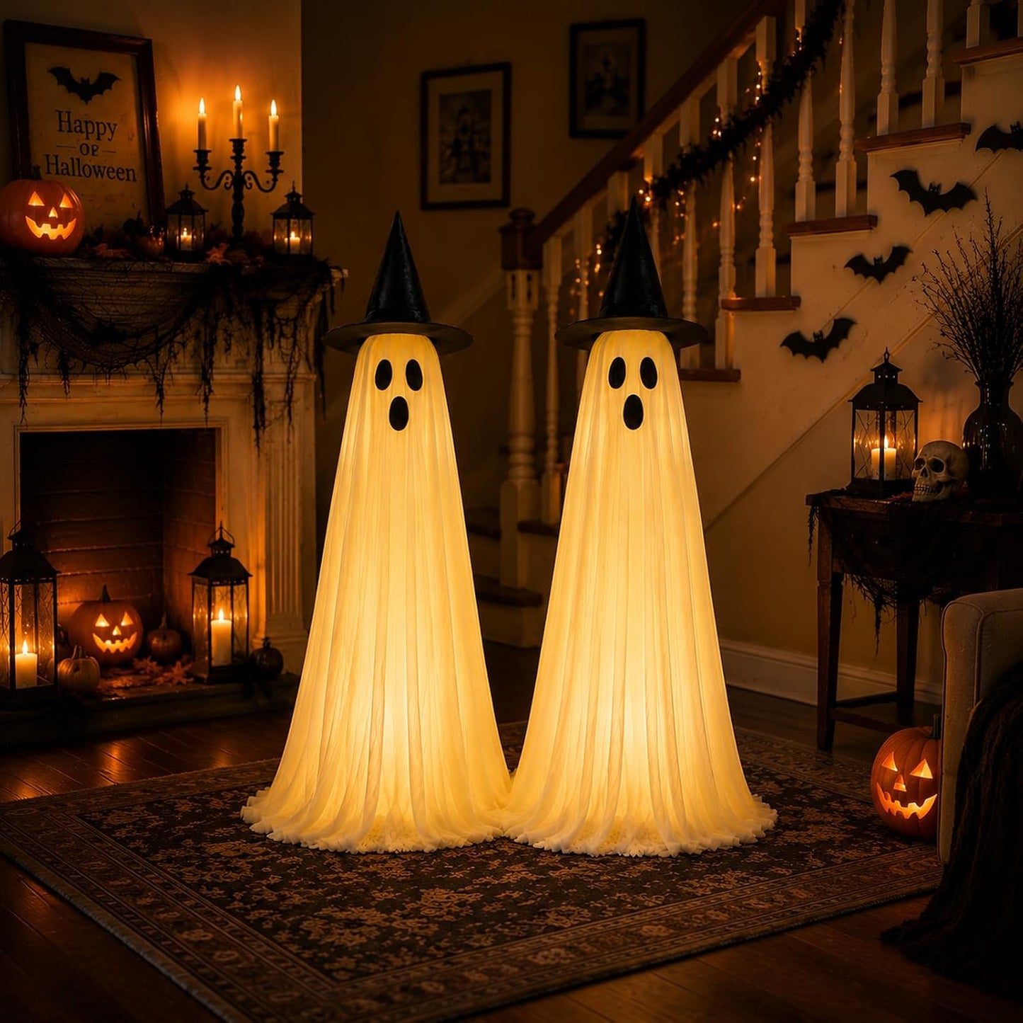 2 decoraciones de Halloween al aire libre, fantasma, decoración de...