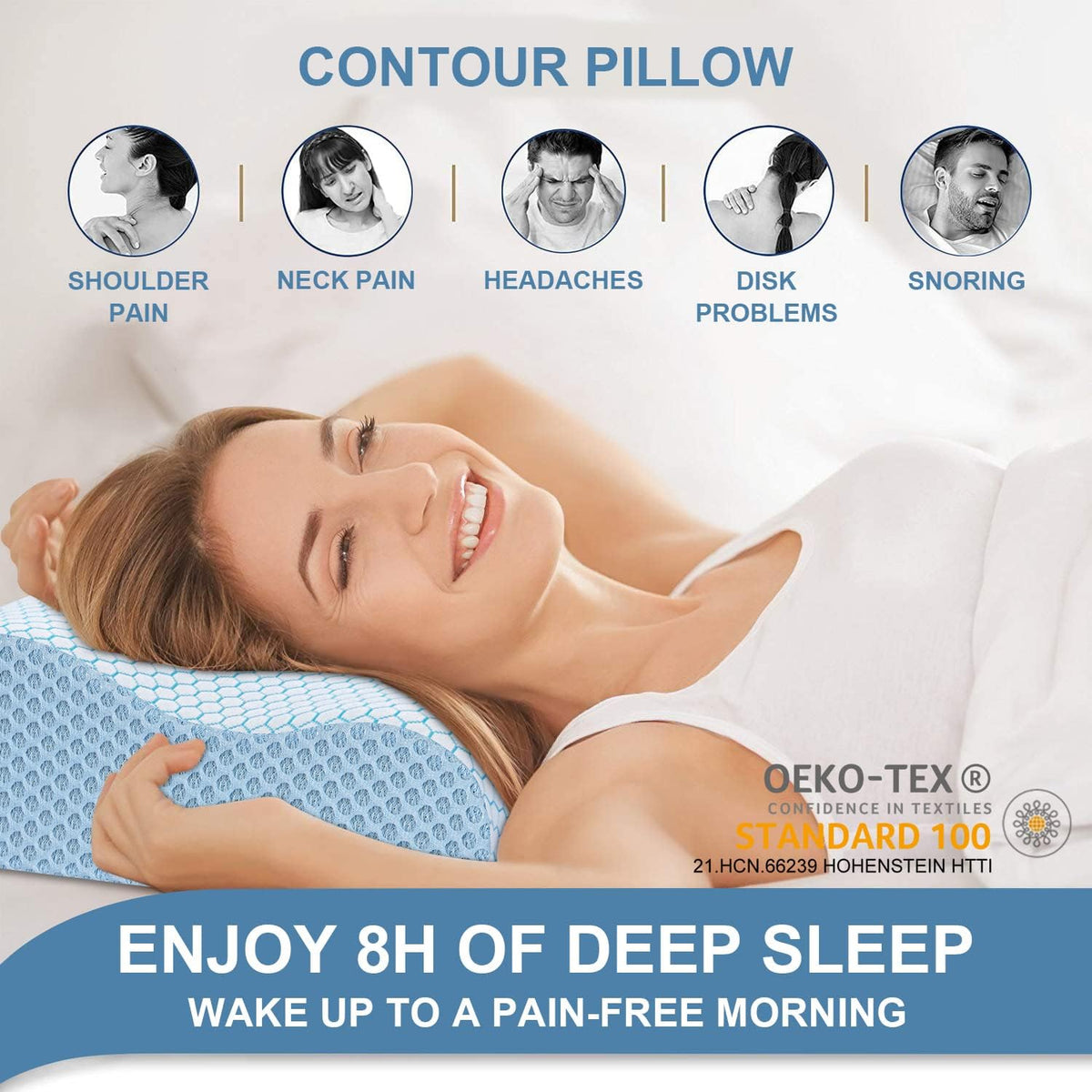 Almohada de espuma viscoelástica, almohada ortopédica cervical de c...