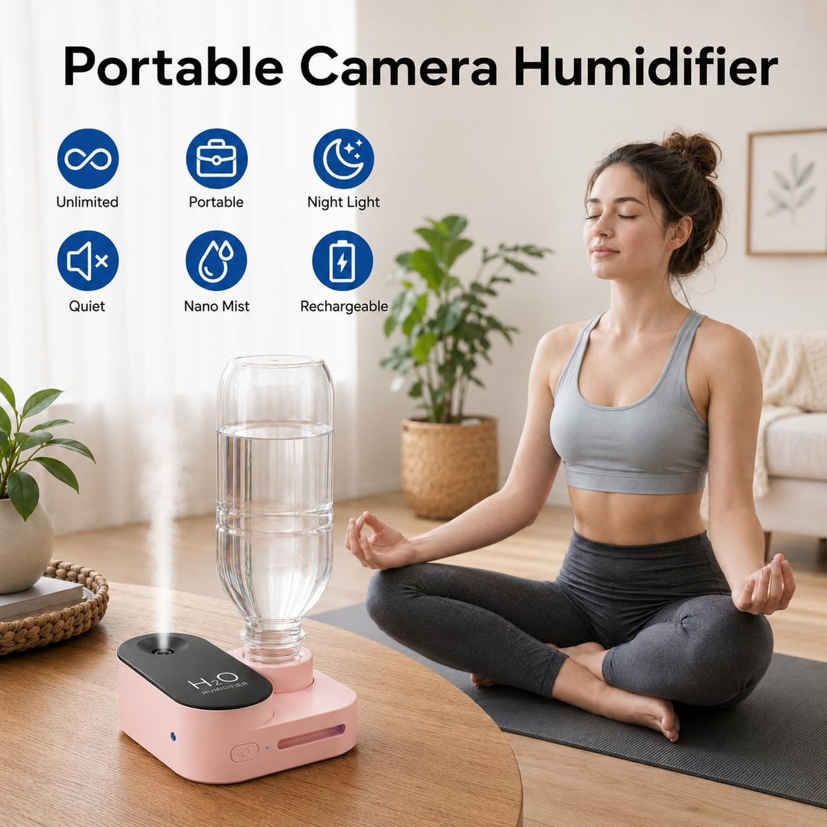 Gmuray Humidificador de viaje, mini niebla fría portátil, recargabl...