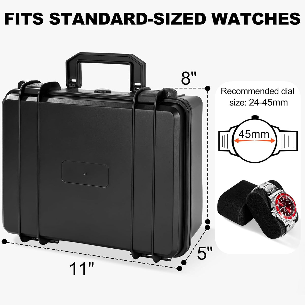FREEAMG Estuche de viaje para reloj de 8 ranuras para hombres, caja...