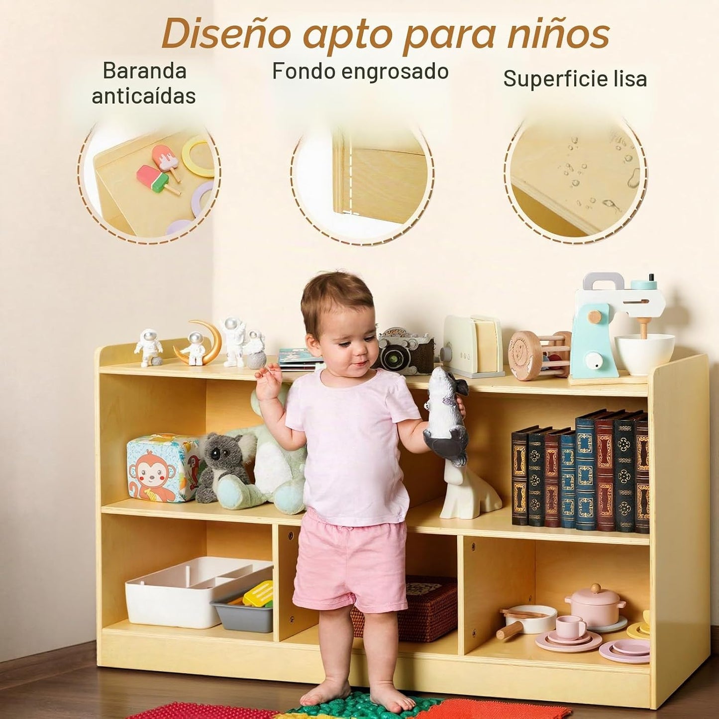 PTINFLUCE Estante Montessori, organizador de almacenamiento de jugu...