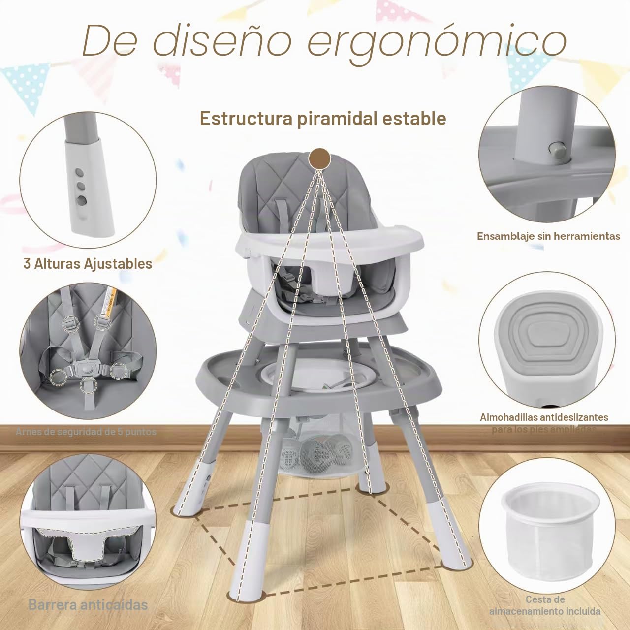 Babyliebe Silla alta para bebé 15 en 1, silla alta convertible para...