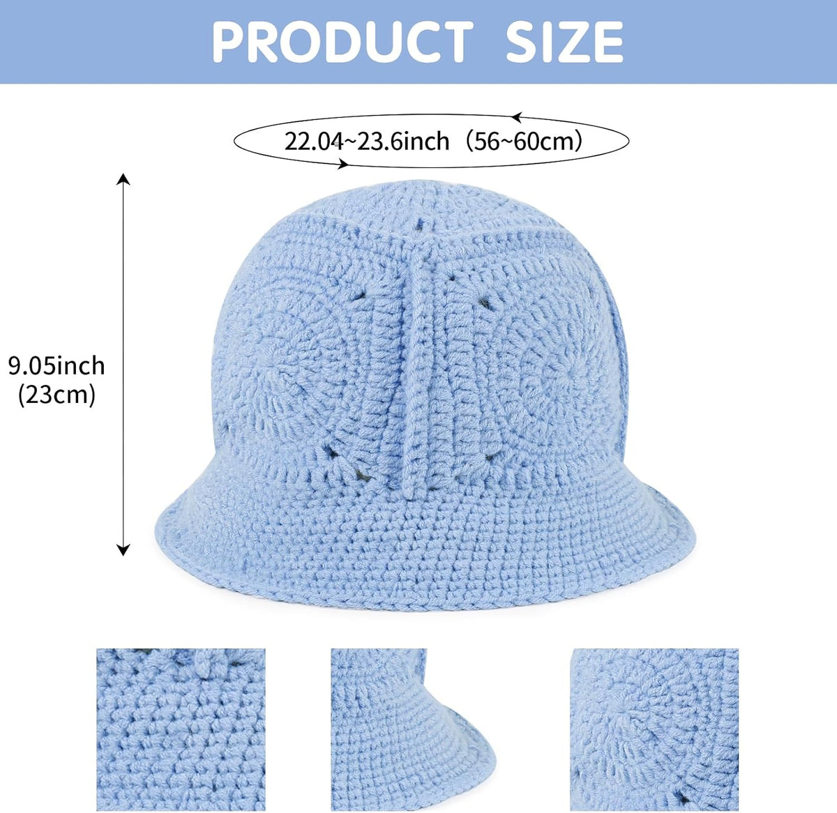 kozinu Sombrero de pescador de ganchillo para mujer, gorro de punto...