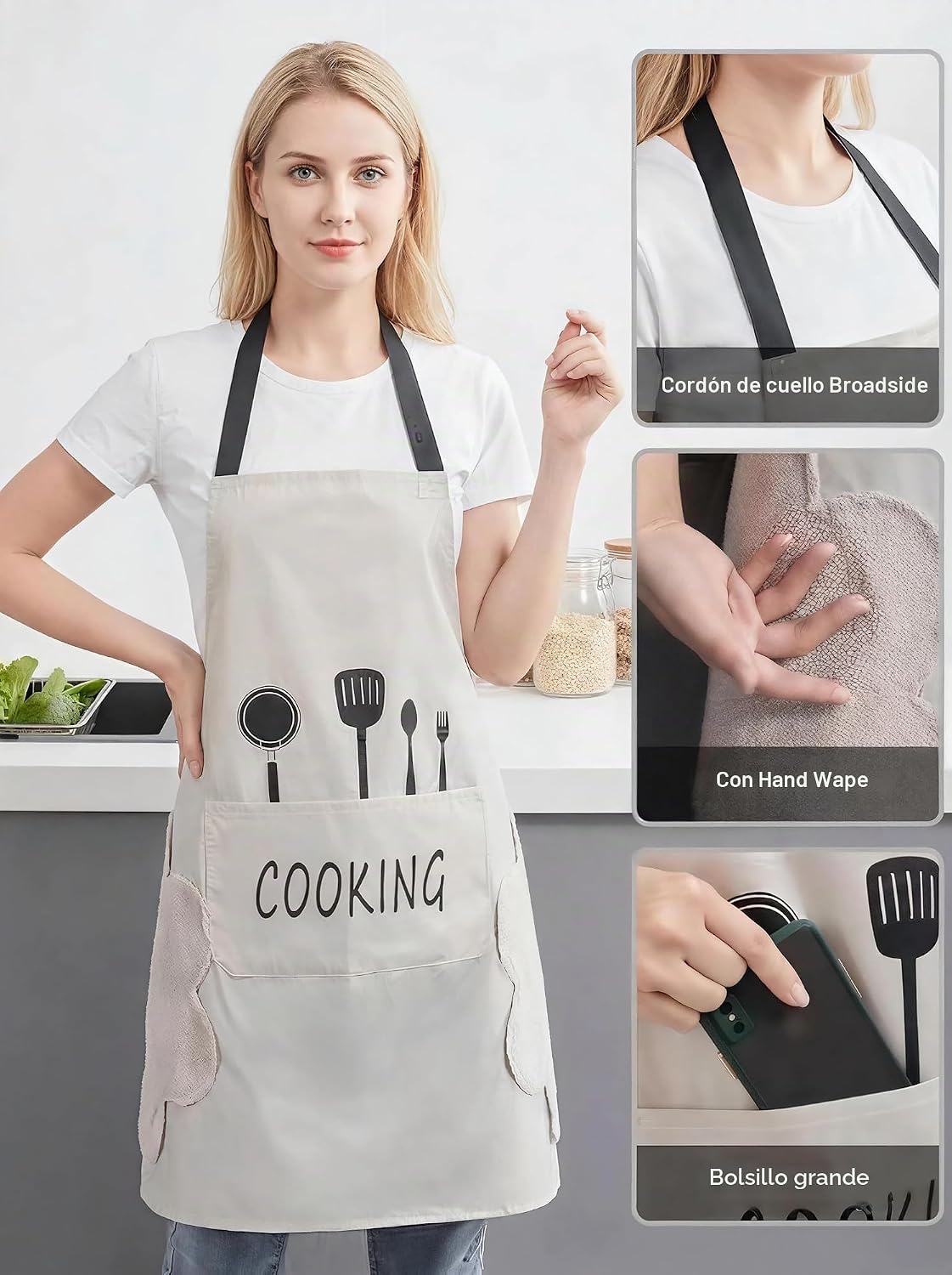 Agirlvct Paquete de 2 delantales de cocina con toallita de mano, re...