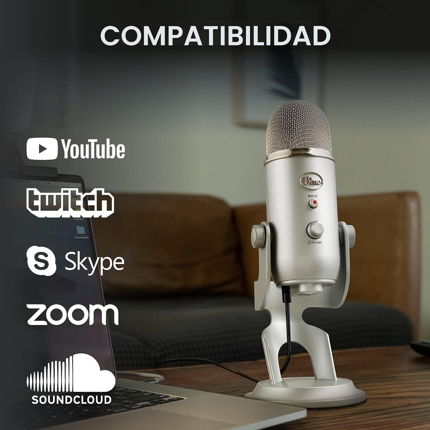 Logitech Creators Blue Yeti - Micrófono USB para juegos, transmisió...