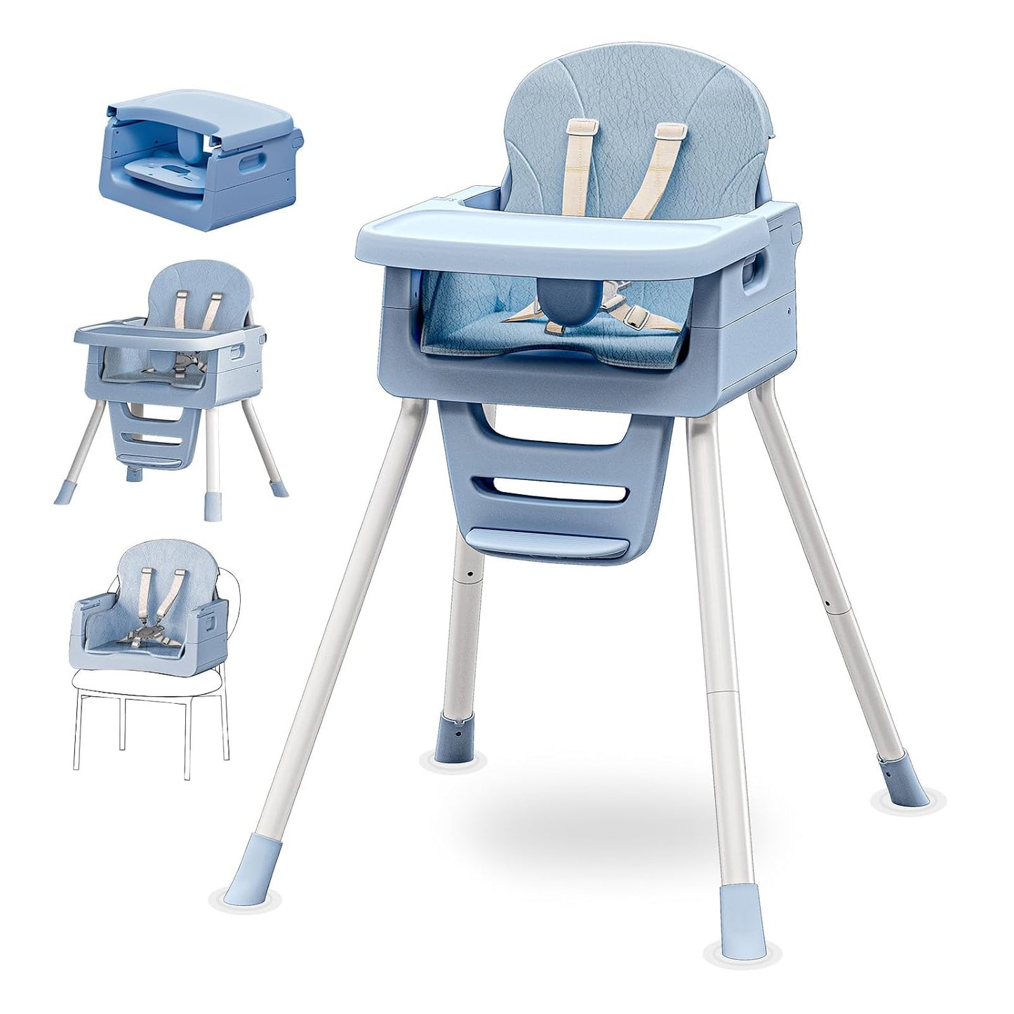 Silla alta 3 en 1 para bebés y niños pequeños, asiento y comedor de...