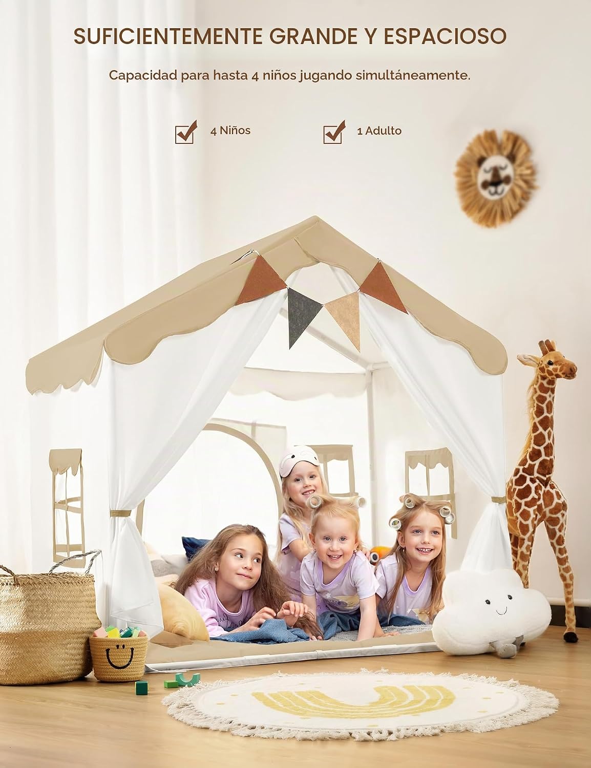 besrey Tienda de campaña para niños 2 en 1 con alfombrilla acolchad...