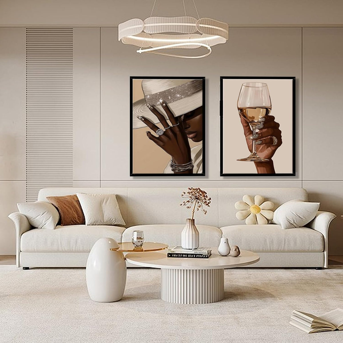 2 piezas enmarcadas de arte de pared de chica negra, decoración de...