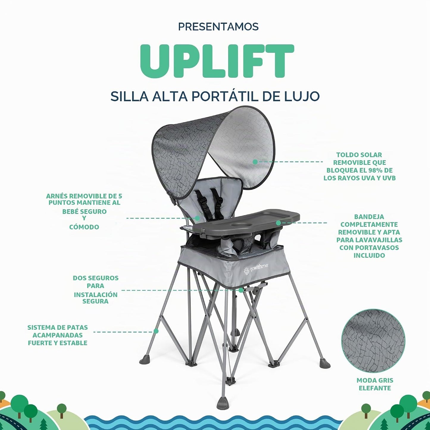 Baby Delight Go with Me Uplift - Silla alta portátil de lujo, silla...