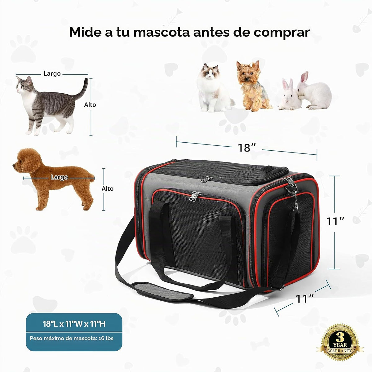 EliteField Transportador de mascotas de lados suaves (aprobado por...