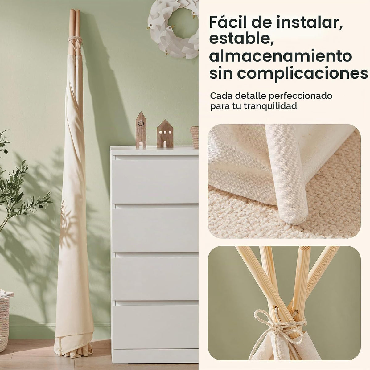 Tiny Land Tienda de campaña tipi para niños con luces de estrella,...