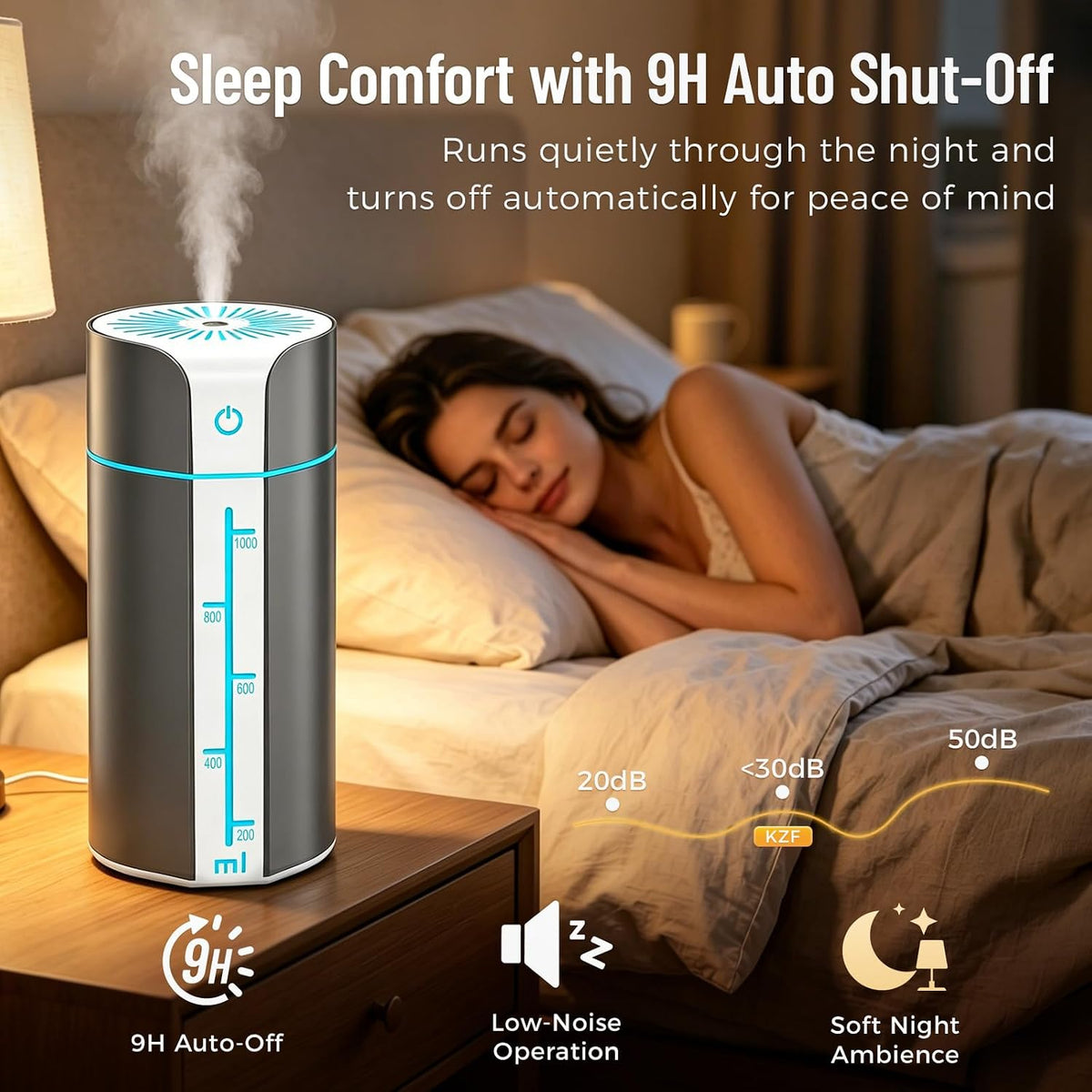 Bsdgeclogy Humidificador de niebla fría para dormitorio, humidifica...