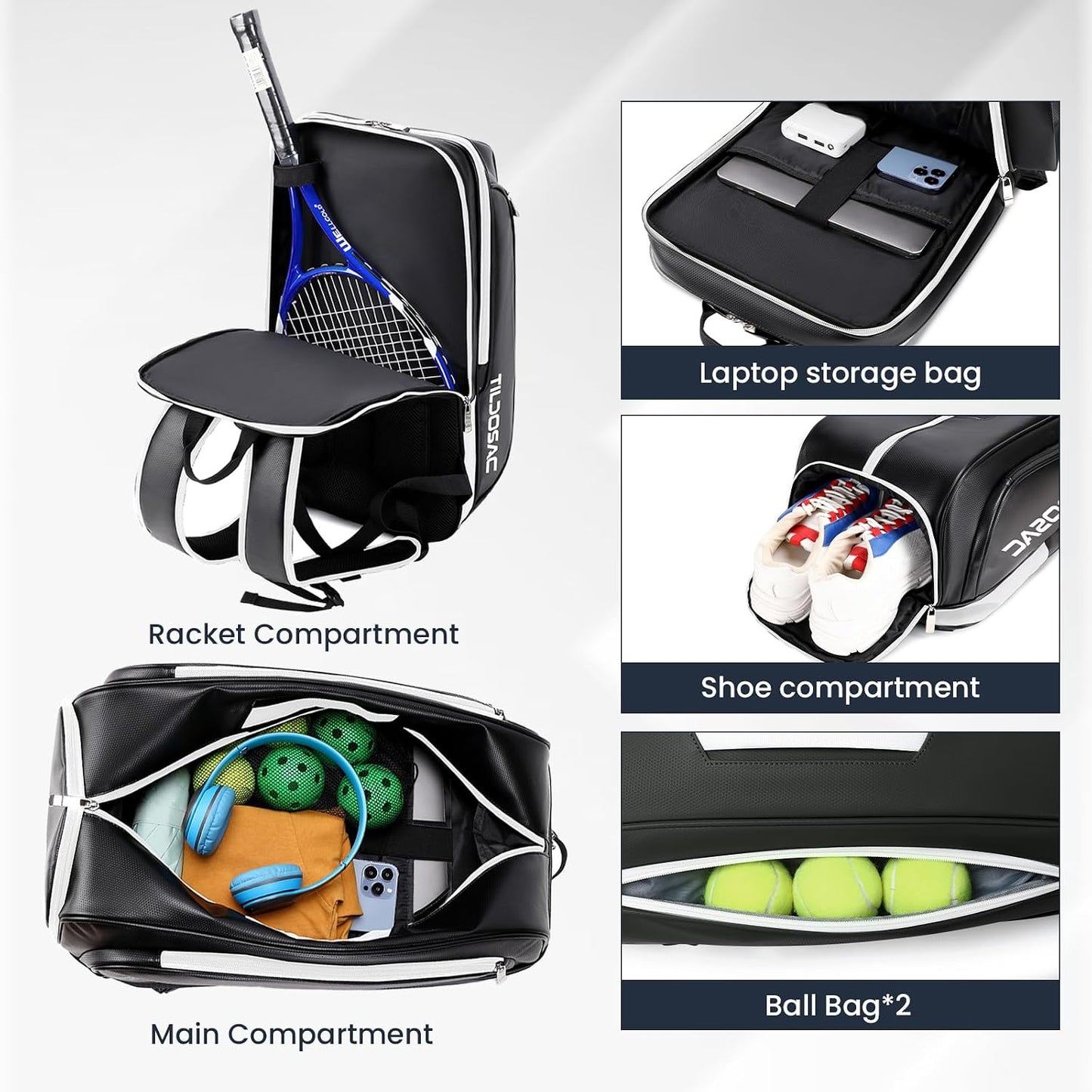 CCGTIOR Bolsa para Raqueta De Tenis Mochila Pickleball Padel con Co...