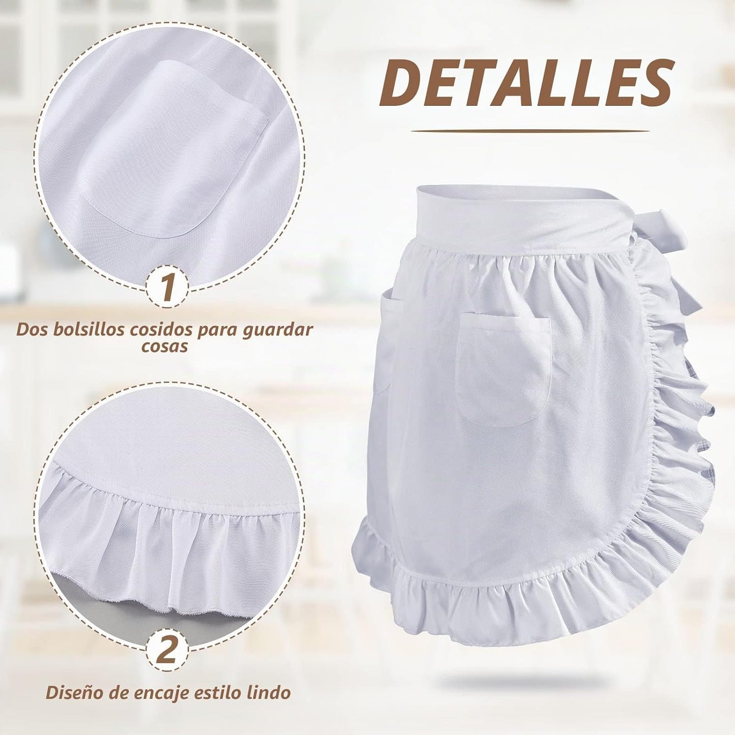 Hercicy Delantal de cintura a granel para mujer, mitad retro, delan...