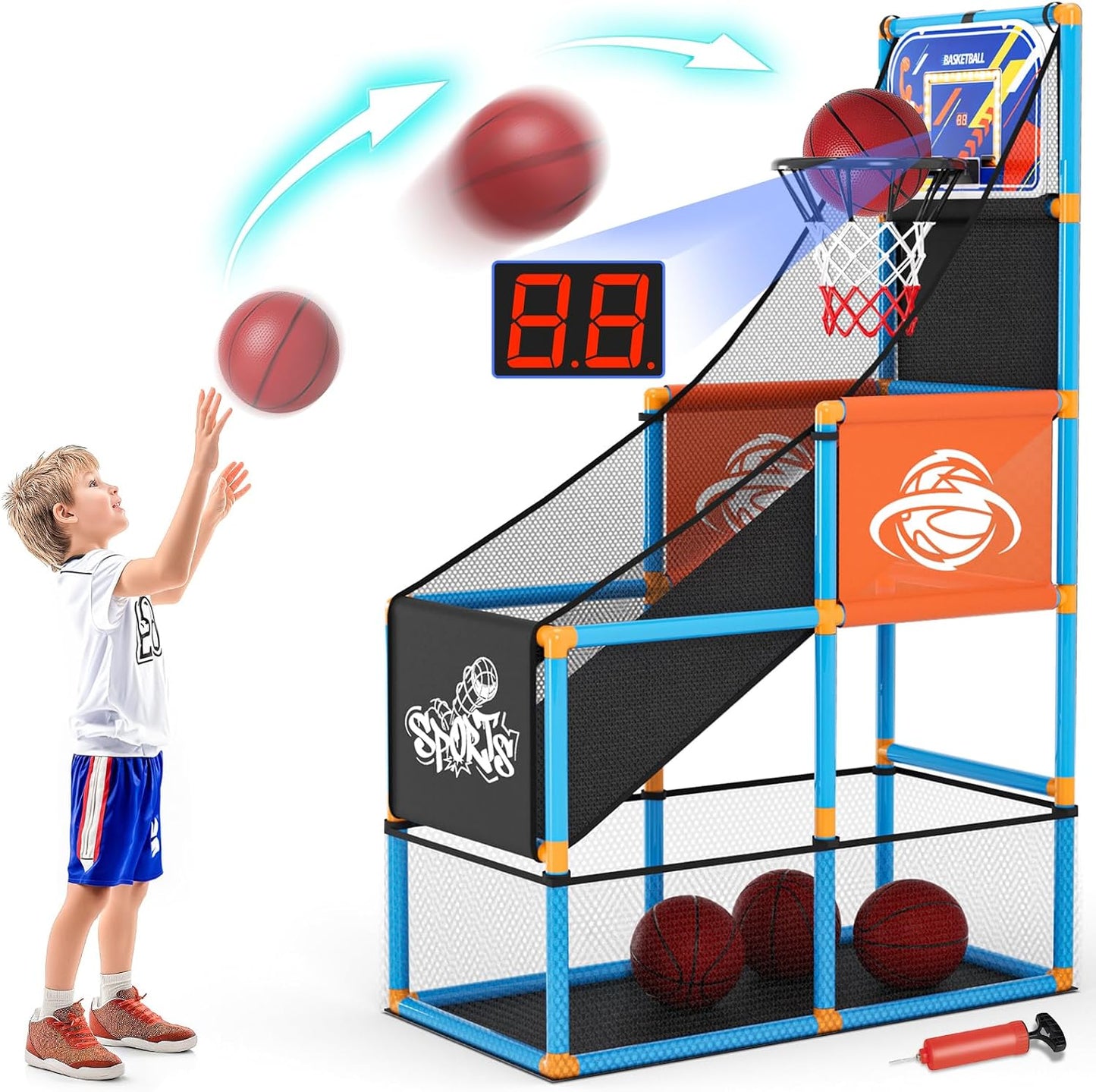 Handwell Juego de baloncesto arcade con marcador electrónico y luz...