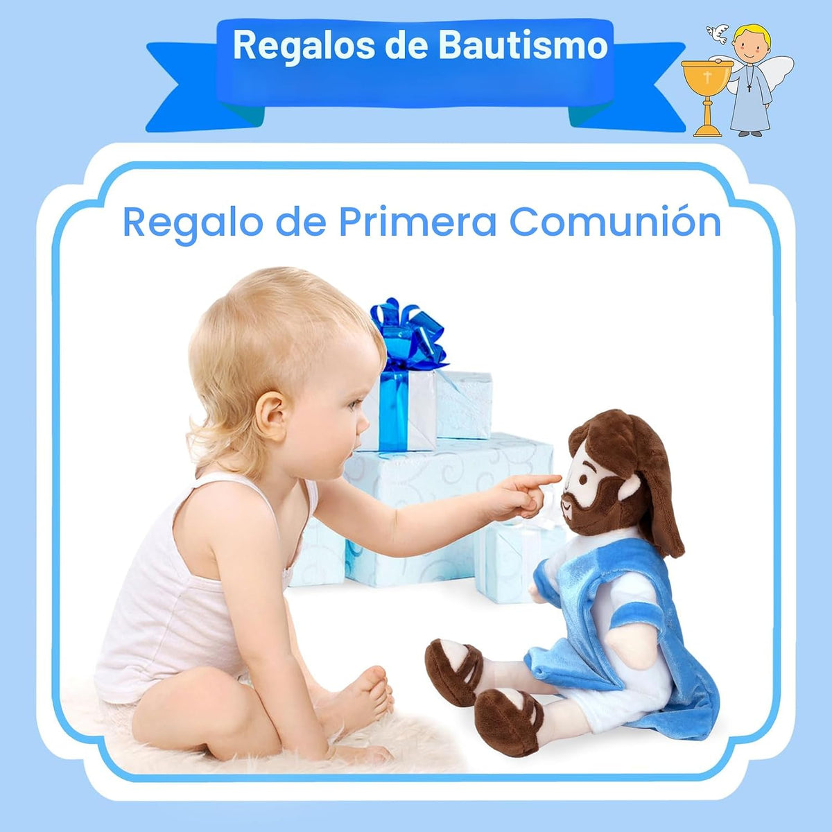 Enryounr Jesús de peluche, muñeco de peluche religioso con túnica a...