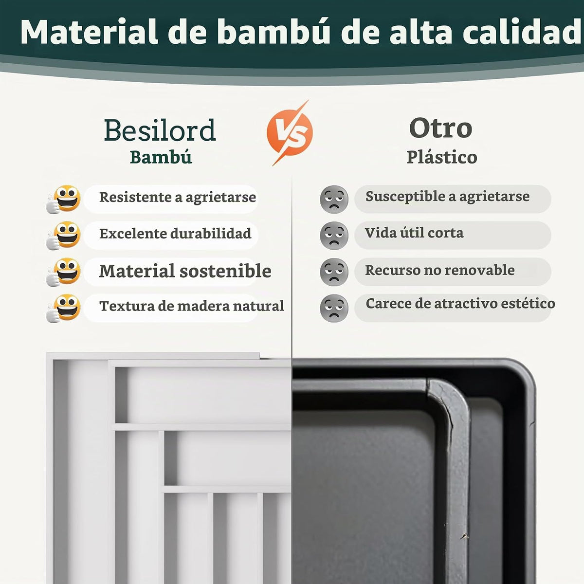 Organizador de cubiertos grande, magnético conectado expandible de...