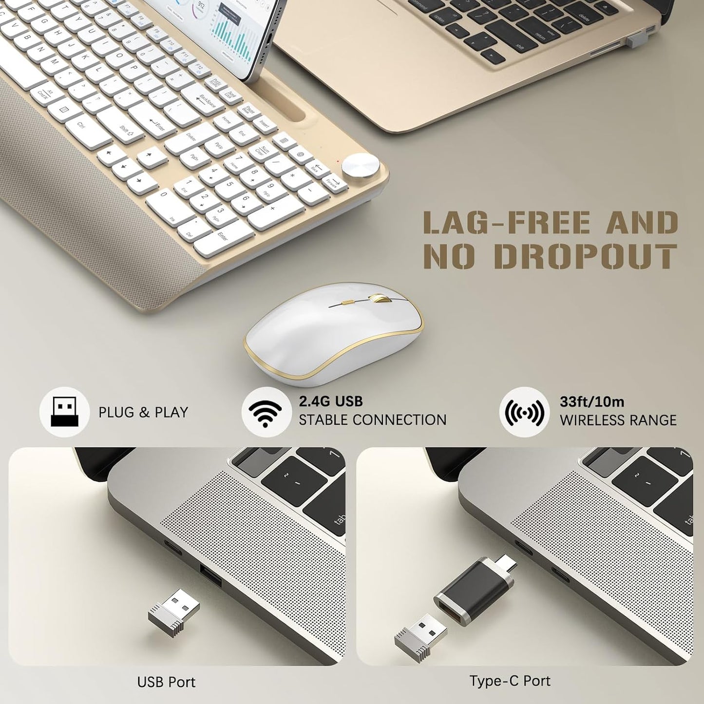 JOYACCESS Combo ergonómico de teclado y mouse inalámbricos, teclado...