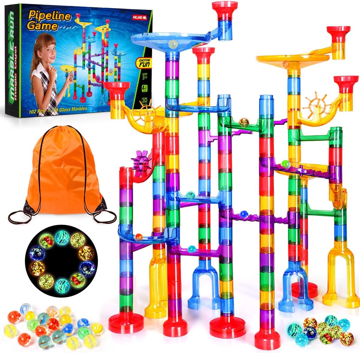 Meland Marble Run - 132 Piezas Juego de Construcción de Laberinto d...