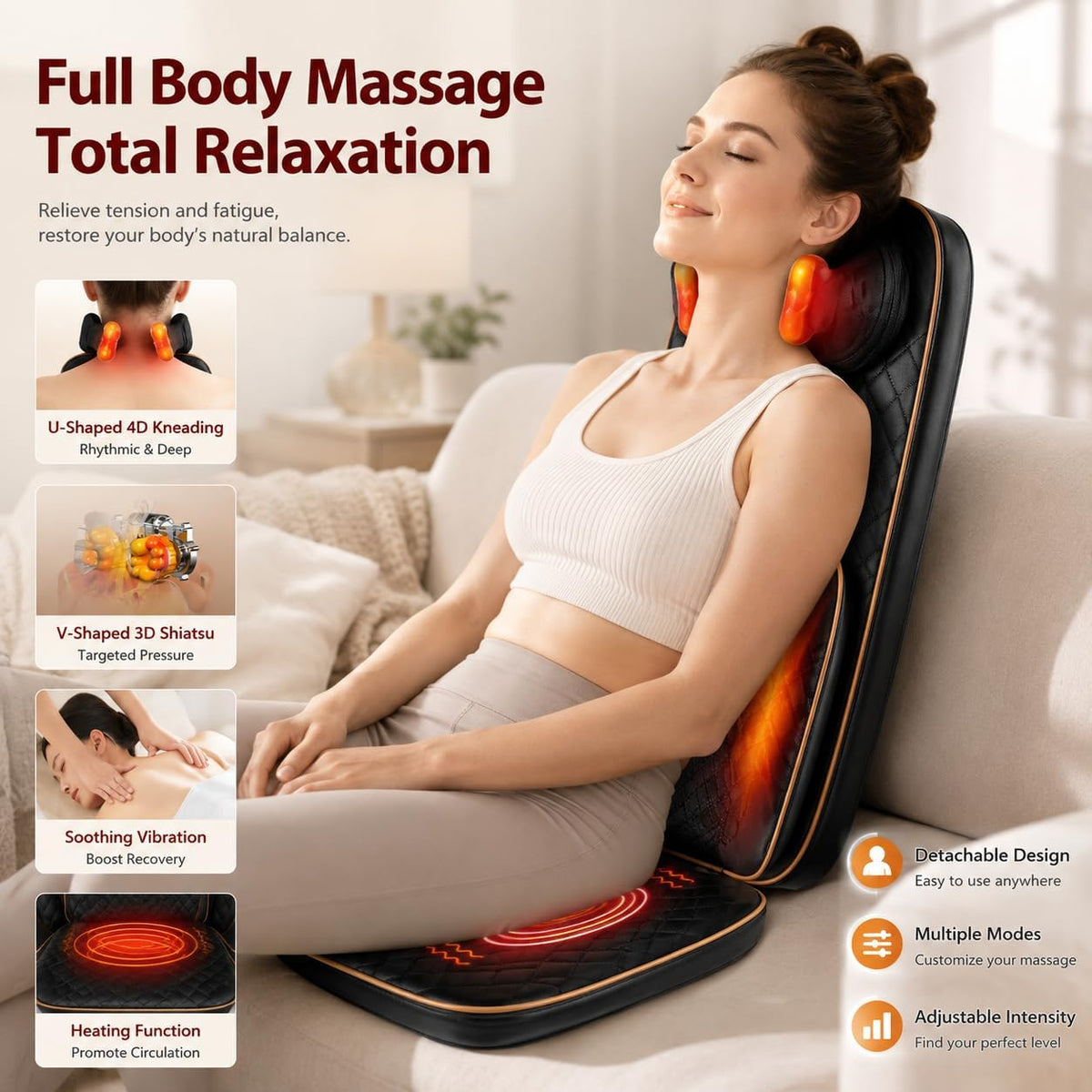Nsyfe Shiatsu - Masajeador de cuello y espalda con calor, almohadil...