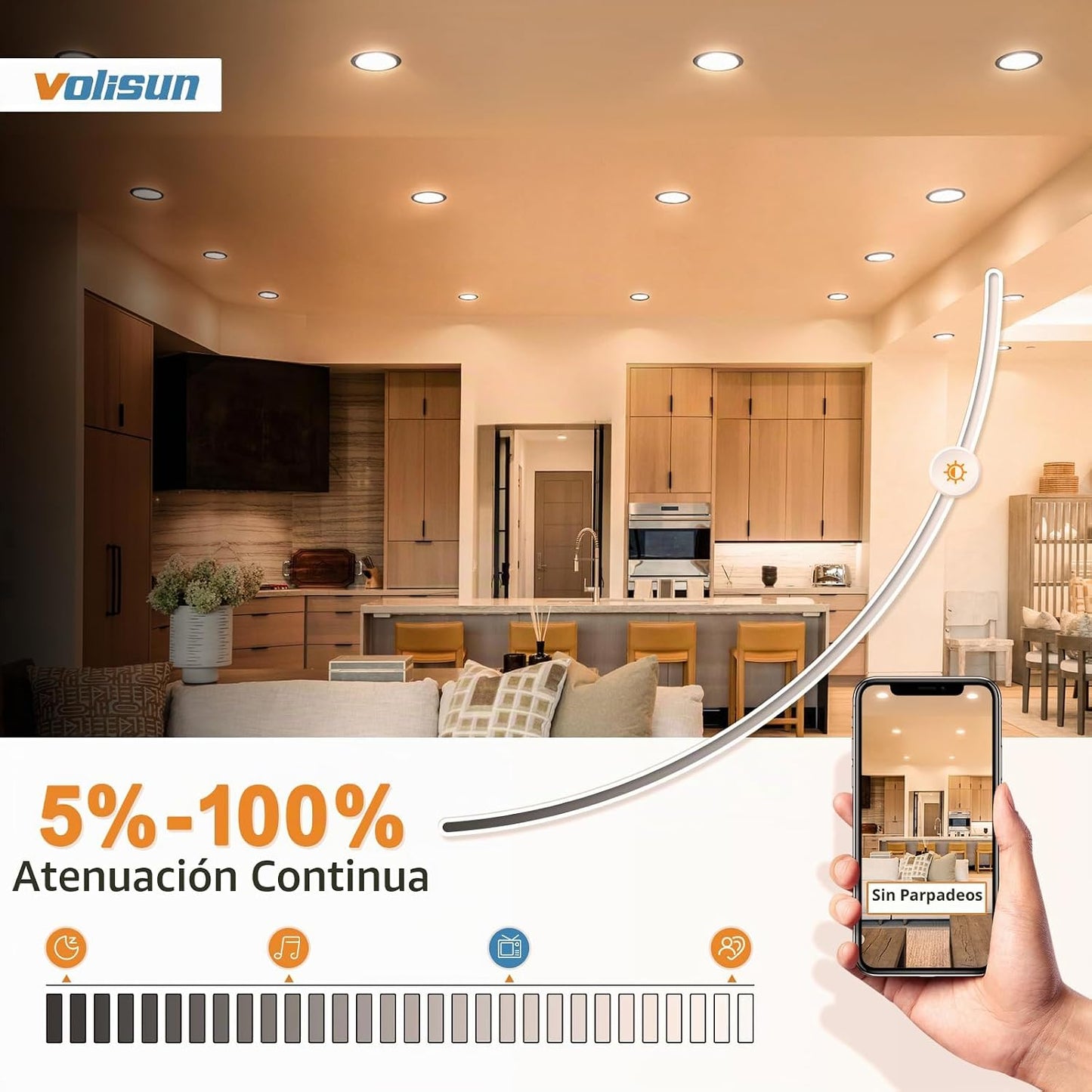VOLISUN Paquete de 24 luces empotrables de 6 pulgadas, luz LED empo...
