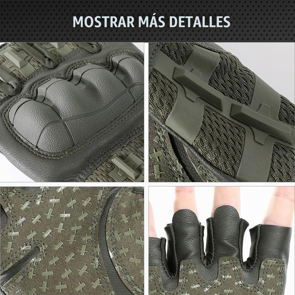 WTACTFUL Guantes tácticos sin dedos para hombres y mujeres, palma r...