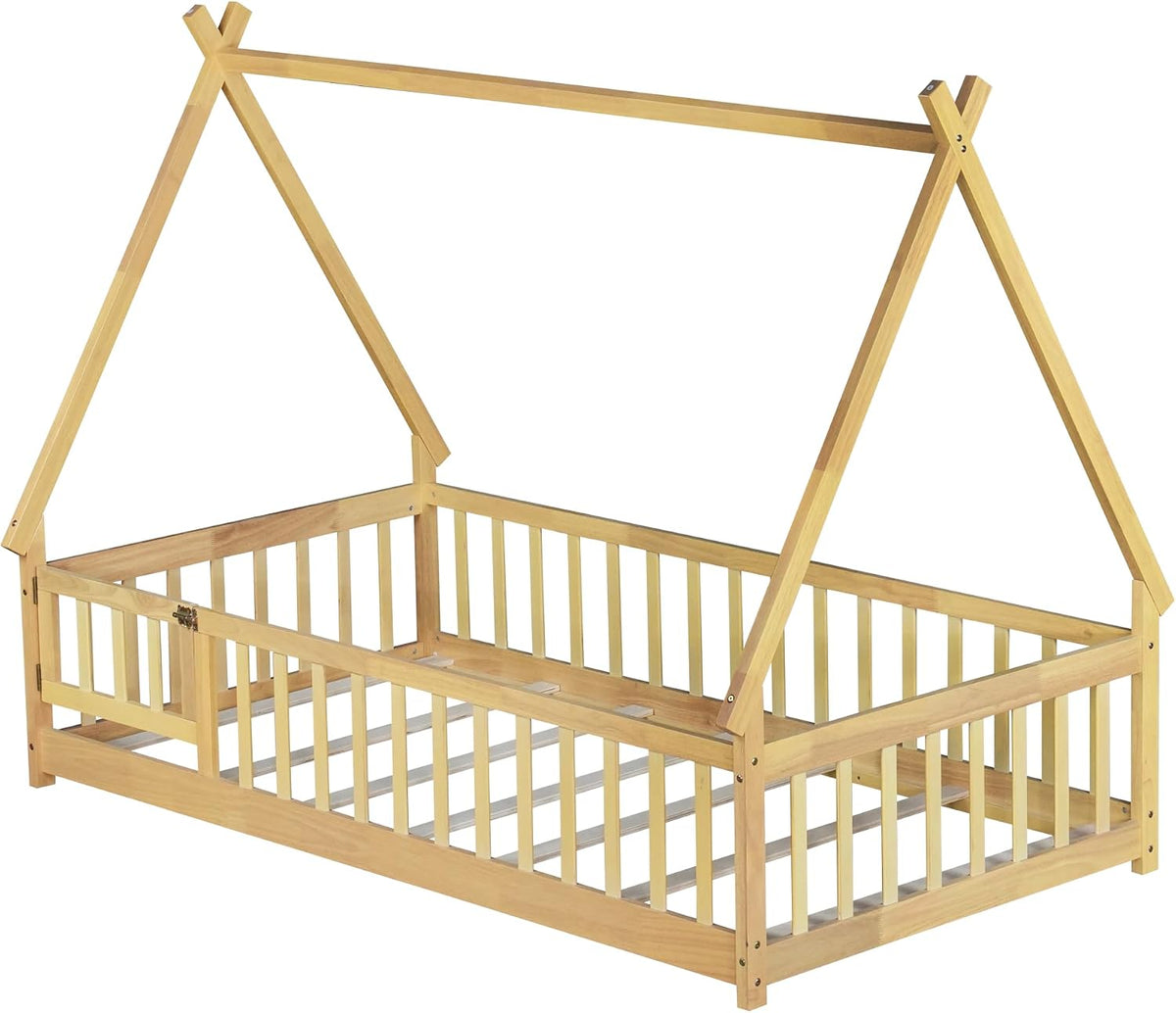 Bellemave Cama de suelo Montessori de tamaño individual para niños,...