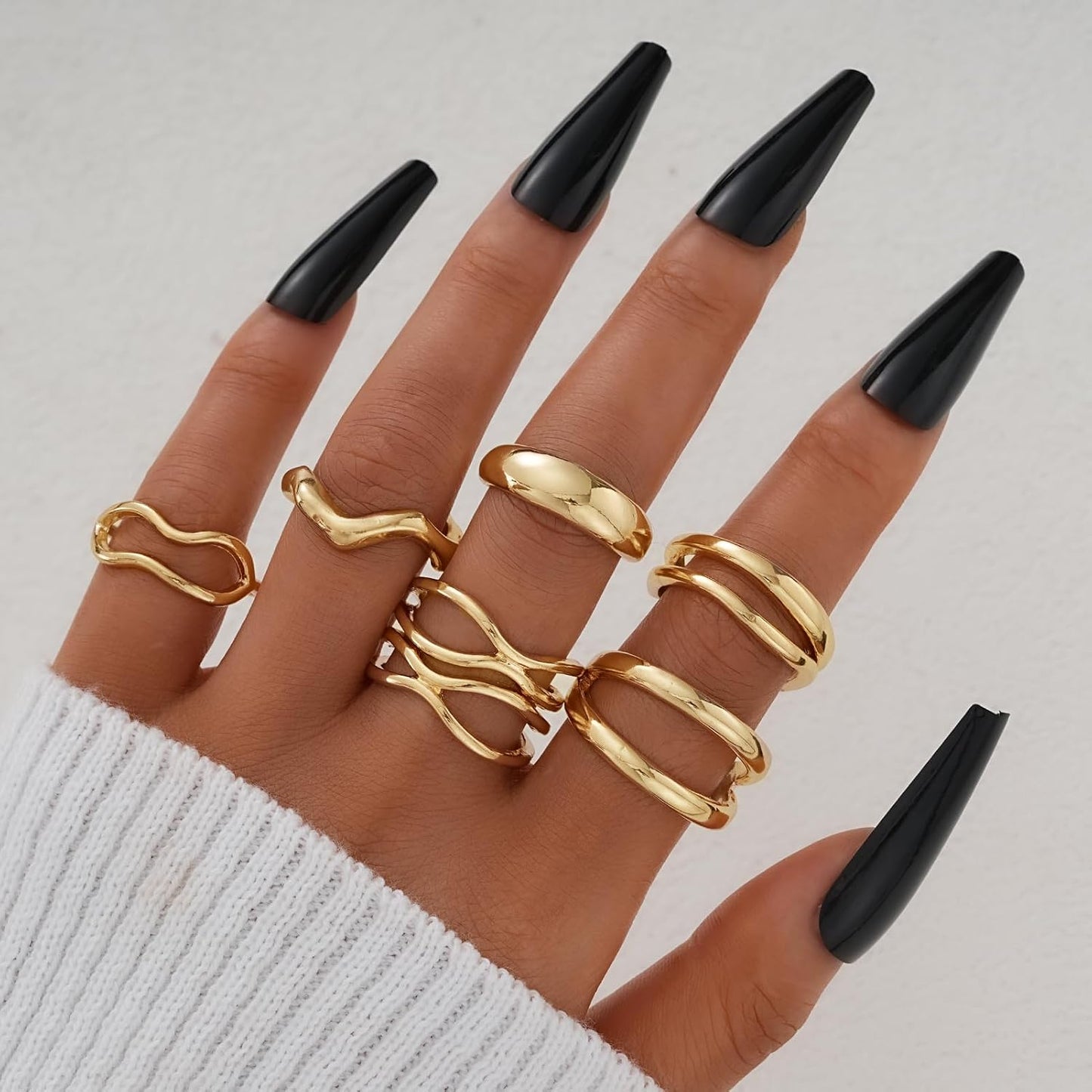 FAXHION Juego de 25 anillos apilables de oro para mujer, anillo de...
