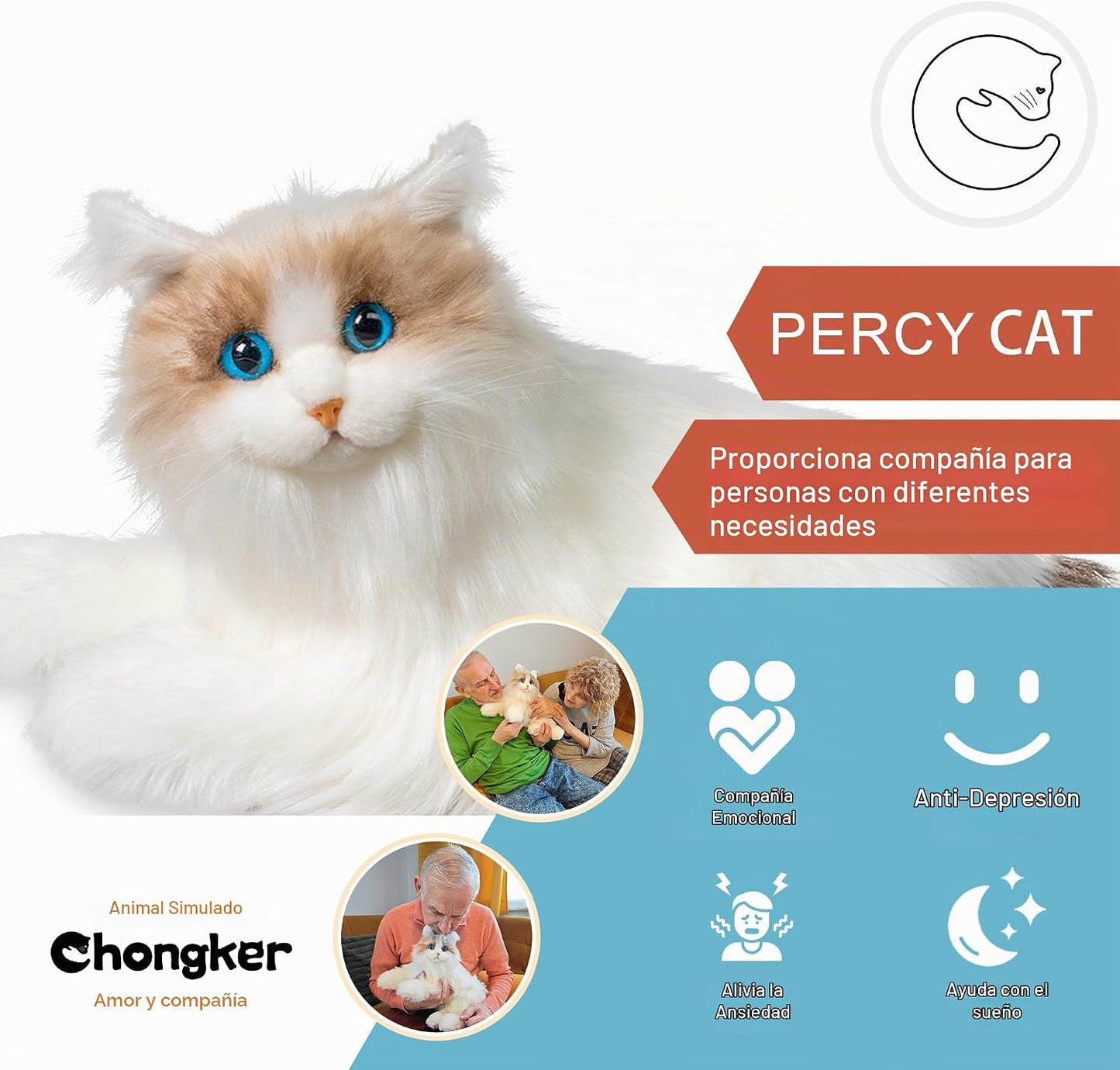 Chongker Compañero interactivo robot gato mascotas, animales de pel...