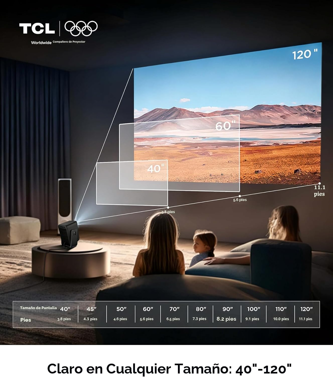 TCL C1 Smart Google TV Projector, WiFi y Bluetooth, cardán giratori...