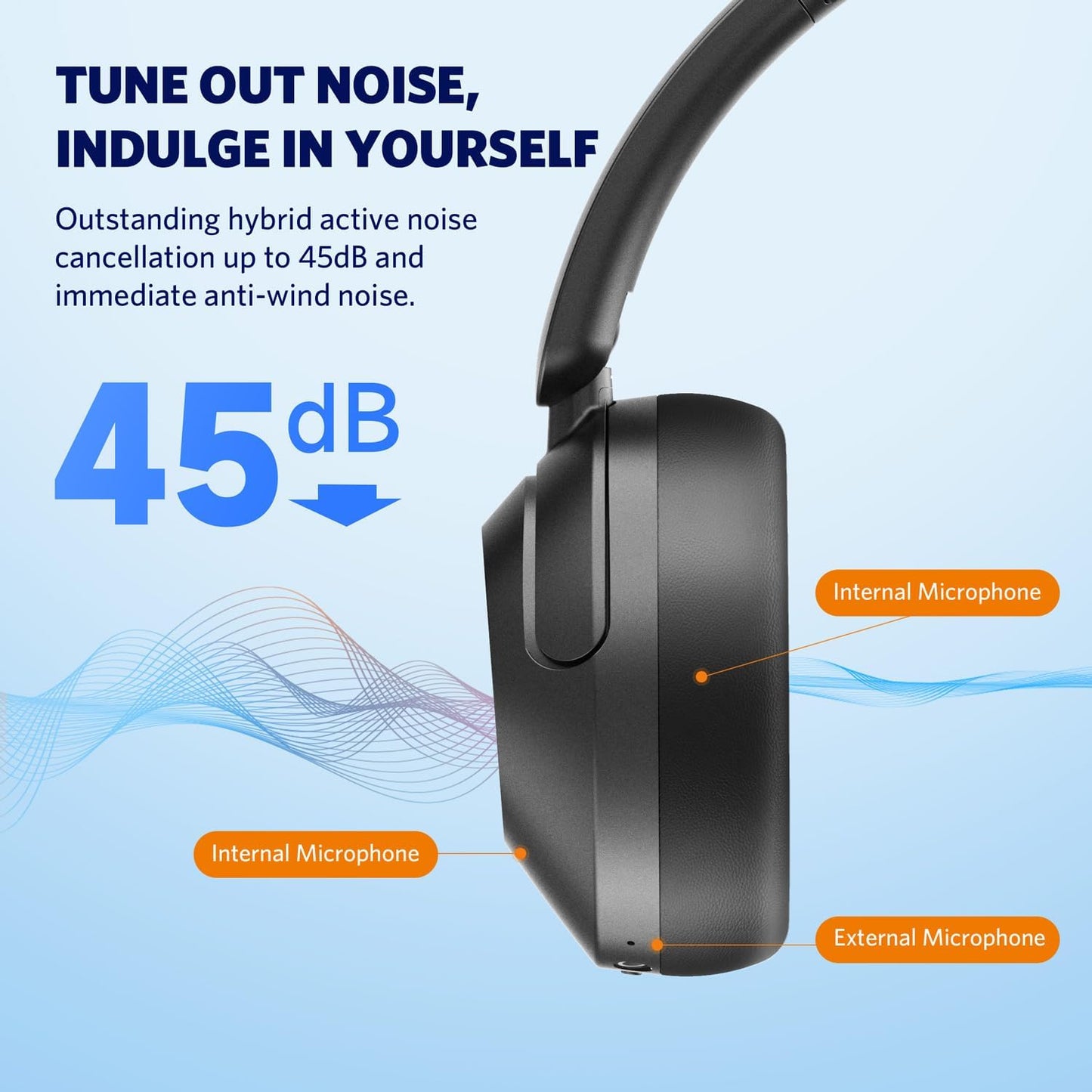 EarFun Wave Pro - Auriculares inalámbricos con cancelación activa d...
