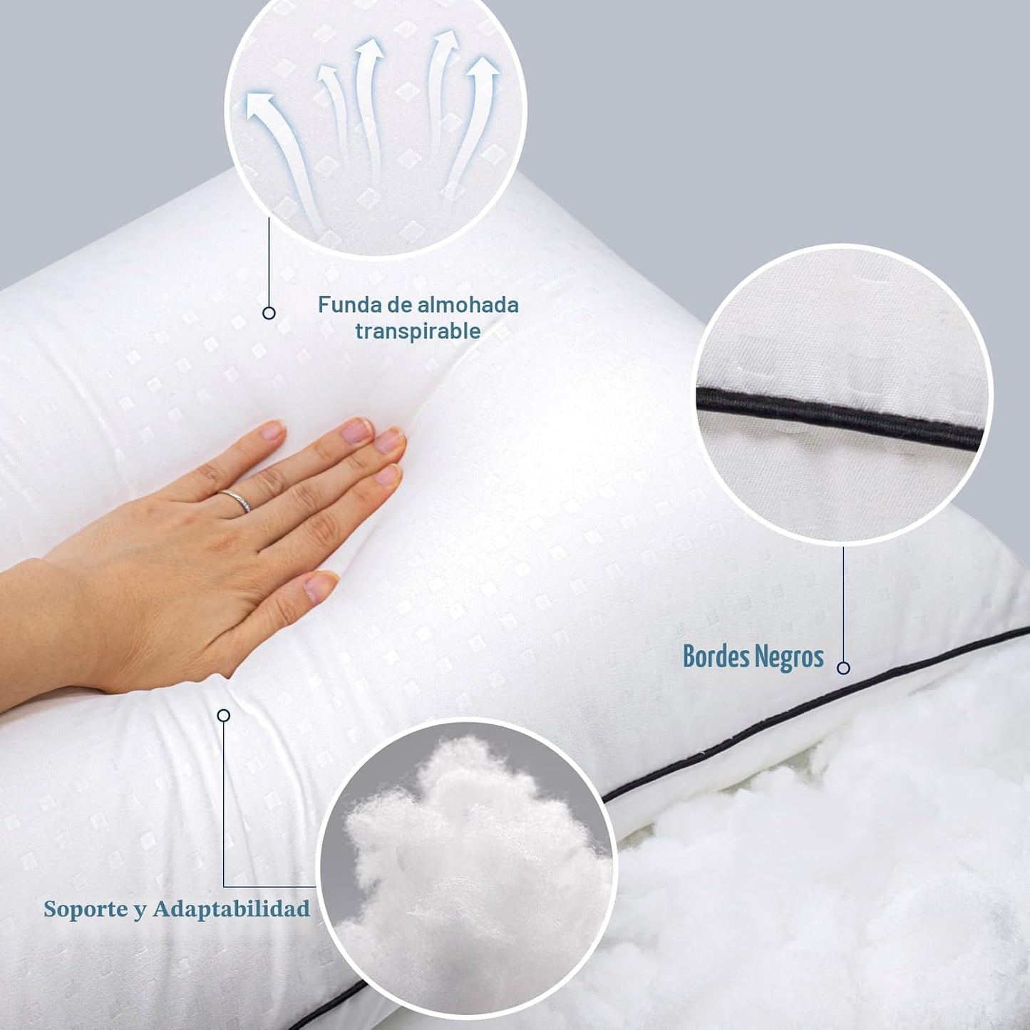 Higoom Almohadas de cama tamaño Queen para dormir, 4 unidades, almo...
