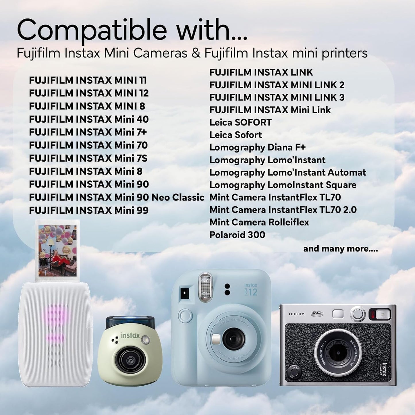 Fujifilm Instax Mini película instantánea, luz blanca ISO 800 para...