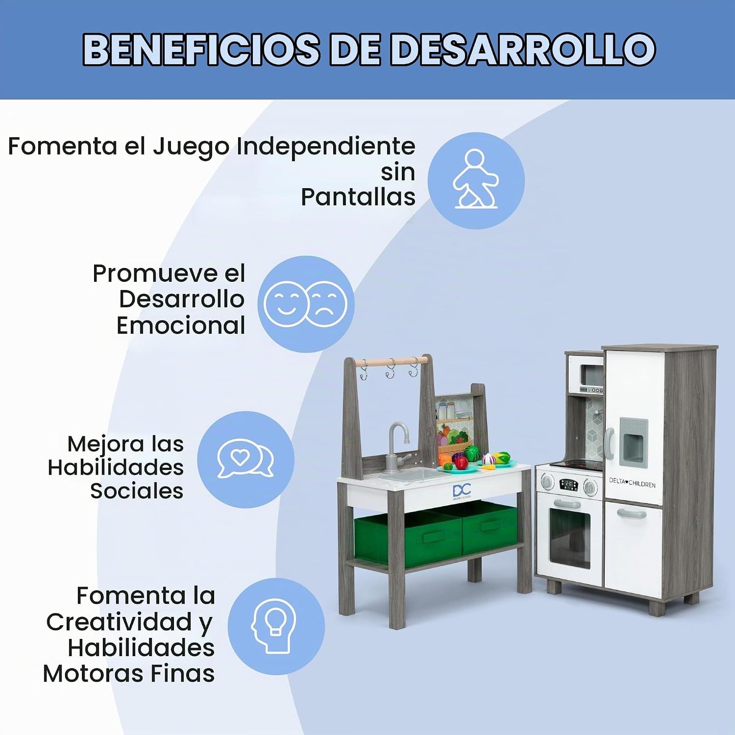 Delta Children - Cocina de juguete de esquina todo en uno Gourmet -...