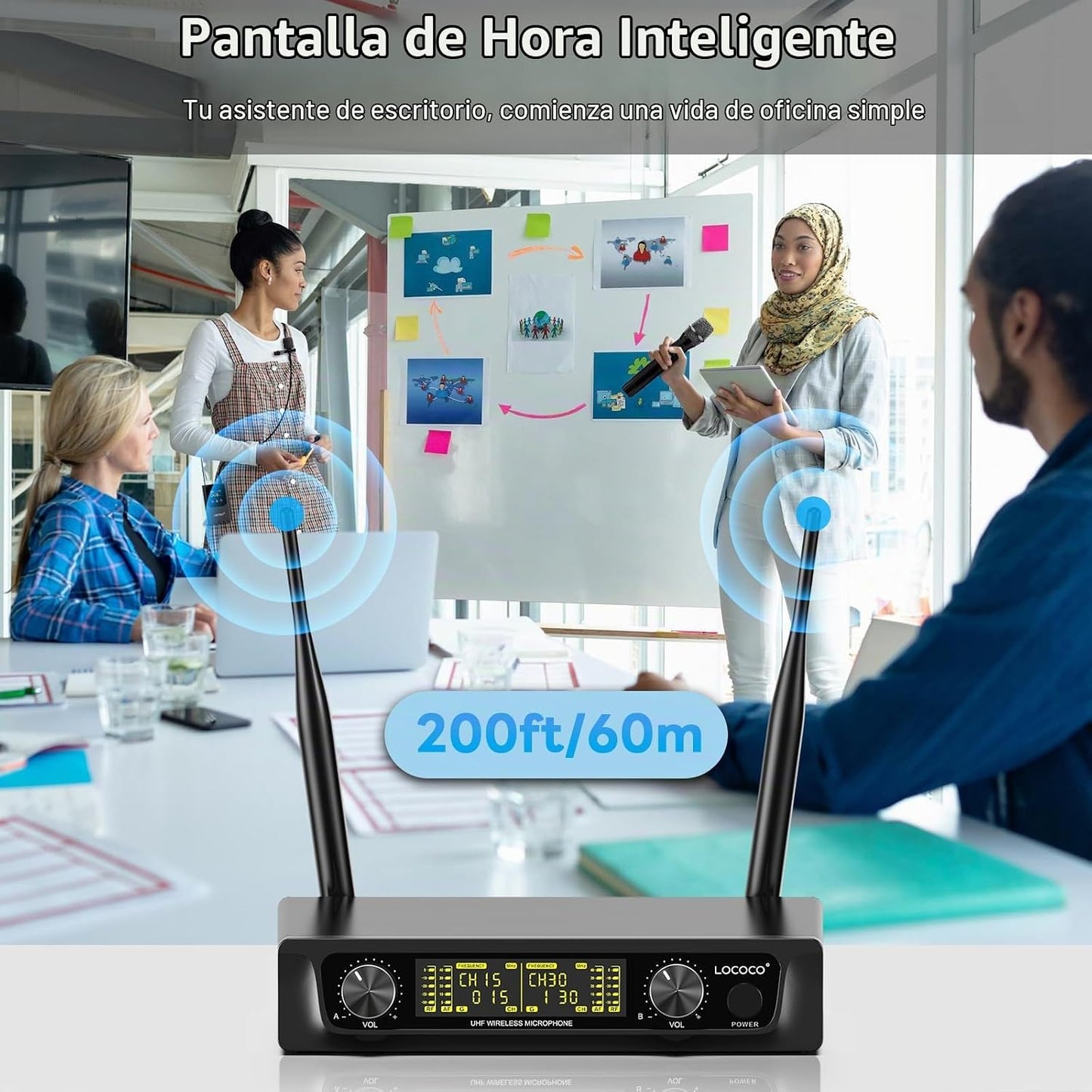 Sistema de Micrófono Inalámbrico UHF: Juego de Micrófonos de Metal...